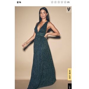 Looking Radiant Blue and Green Metallic Maxi Dress